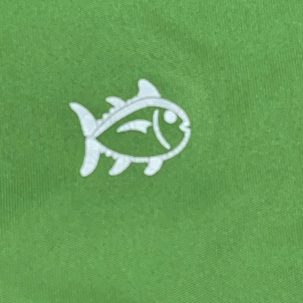 Southern Tide Shirt Men Large Green Blue Tee Pullover Quarter Zip Performance *
